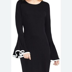 Vince Camuto Black and White Bell Sleeve Mini Dress